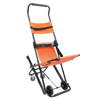 FLYHERO Folding 4-Wheel Evacuation Chair, Portable EMS Mobility Chair Mobile Stair Lift Stretcher Medical Emergency Patient Transfer Stretcher Wheelchair for Hospital, Home (Orange+ Black)