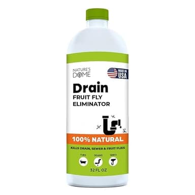 Nature’s Dome Drain Fly Killer Gel | Kills & Prevents Drain Flies & Fruit Flies | Natural Plant-Based Fly Killer Treatment Indoor for Sinks & Pipes | Safe for Septic Systems | 32 Oz