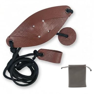 DLOLENTN Handmade Leather Pan Sling – Durable Throw Tool | Shepherd Style Rock Practice Slingshot • Includes Outdoor Pouch for Storage & Travel