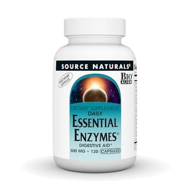 Source Naturals Essential Enzymes 500mg Bio-Aligned Multiple Enzyme Supplement Herbal Defense for Digestion, Gas, Constipation & Bloating Relief - Supports Immune System* - 120 Vegetarian Capsules