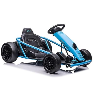 24V Go Kart for Kids 8-12 Years, 300W*2 Extra Powerful Motors, 9Ah Large Battery 8.1MPH High Speed Drifting Car with Music, Horn,Max Load 155lbs Outdoor Ride On Toy for Teens (Blue)