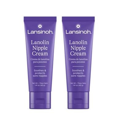 Lansinoh Nipple Cream Safe for Breastfeeding Baby, 100% Natural Nipple Butter, Breastfeeding Essentials for Postpartum Moms, 1.41 Ounces (2 Pack)