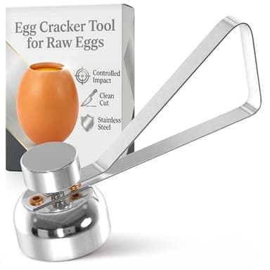 Egg Cracker Tool for Raw Eggs - Egg Shell Opener for Hard Boiled Eggs with Durable Stainless Steel Construction, Ergonomic & Adjustable - Spring-Loaded Shell Cracker Tool for Clean, Precise Breaks