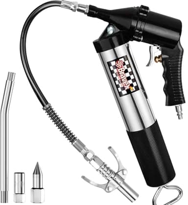 Bravex Pneumatic Grease Gun W/Quick Release Coupler, Continuous Cycle Heavy Duty 6000 PSI Automatic Air Compressor Grease Gun - 18 Inch Flex Hose