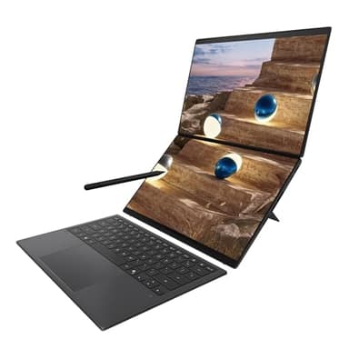 ASUS Zenbook Duo Laptop (2026), Dual 14” OLED 3K 144Hz Touch Display, Intel Core Ultra 9 Processor 386H, Intel Graphics, 32GB RAM, 1TB SSD, Sleeve and Stylus Included, WiFi 7, Windows 11, Moher Gray