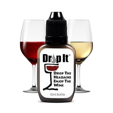 Drop It Wine Drops, Original - 10 mL Bottle - Naturally Reduces Sulfites and Tannins in Red, White & Sparkling Wines - Portable & Easy to Use - Treats Up to 55 Glasses or 9 Bottles of Wine - USA Made