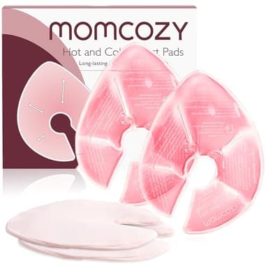 Momcozy Larger Breast Therapy Packs, Hot and Cold Breast Pads with 2 Soft Covers, Breastfeeding Essentials, Postpartum Recovery, 2 Pack, Pink
