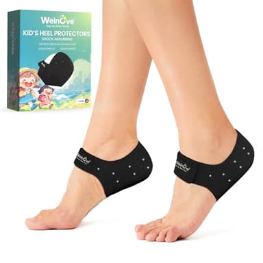 Kids Heel Protectors Cups for Shoes - Welnove Lightweight Silicone Gel Heel Cups for Child & Teen - Shoe Cushion Inserts Pads for Sever's Disease, Plantar Fasciitis, Heels Spurs (Kid's Size 3-7)