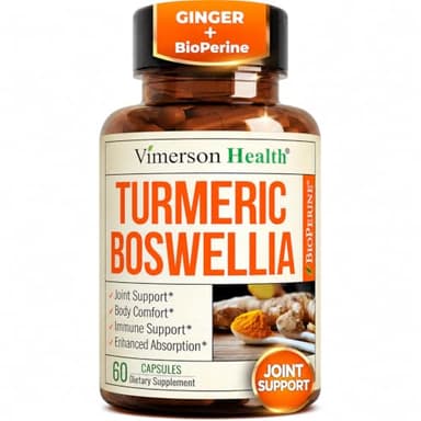 Boswellia Serrata Turmeric Supplement for Joint Support & Inflammation Balance – Turmeric Boswellia Supplement with Ginger & Black Pepper Extract for Enhanced Absorption – Non-GMO - 60 Capsules