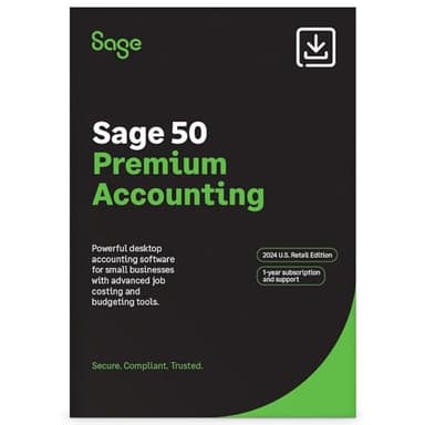 Sage 50 Premium Accounting 2024 U.S. 1-User 1-Year Subscription Small Business Accounting Software [PC Download]