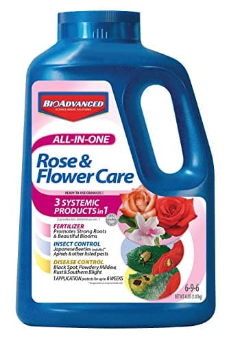 BioAdvanced All-In-One Rose and Flower Care I Granules - Fertilizer, Insect Control & Disease Control - Prevents Pests and Diseases - Up to 6 Weeks Protection - 4 lb Bottle