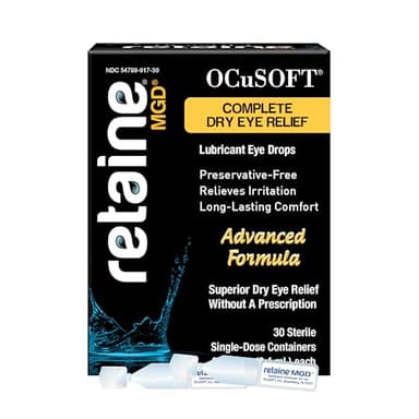 OCuSOFT Retaine MGD Ophthalmic Emulsion - Complete Dry Eye Relief - Soothes Red & Irritated Eyes - 30 Count Preservative-Free Single-Use Containers - 0.01 Fl Oz