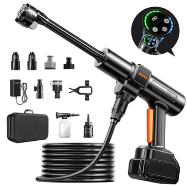 JXIAA PSI 3.0 GPM Battery with Multi-Level Adjustment, 6-in-1 Nozzle & Foam Cannon, 32ft Hose for Car & Home