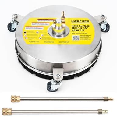 Kärcher Pressure Washer Surface Cleaner 15", 3 Wheels, Stainless Steel, Quick Connect, 4000 PSI, Ideal for Driveways, Patios, Decks, Sidewalks