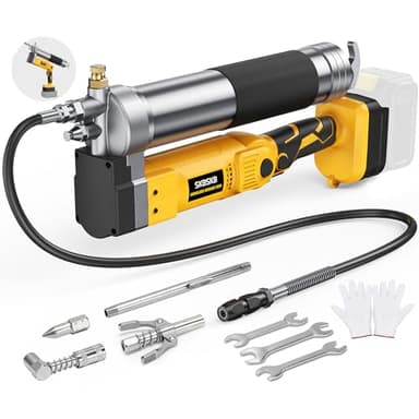2-IN-1 Cordless Grease Gun for De-Walt 20V Battery, 12000PSI Electric Grease Gun Kit with Lock-On Trigger, 39.4" Hose Work with Bulk &Cartridge Grease for Truck, Farm Equipment (Battery Not Included)