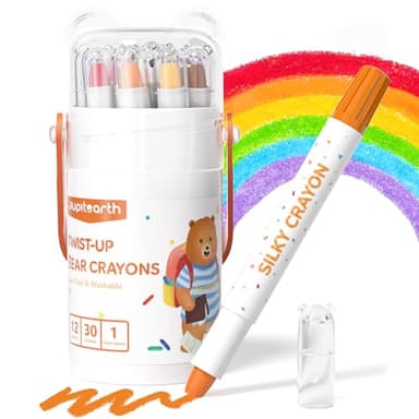 JUPITEARTH 12 Color Twist Crayons for Toddlers 1-3 and Kids 4-8, Non-Toxic Washable Crayons 2-4, Ultra-Silky Easy-Grip Art Supplies, Ideal Coloring Gift for Boys and Girls