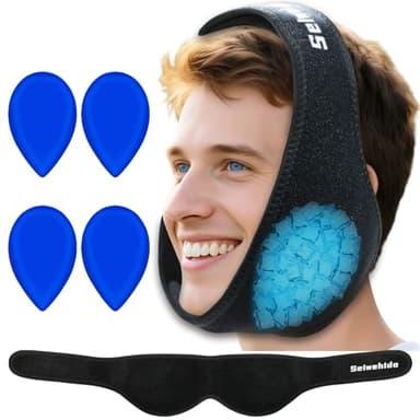 Wisdom Teeth Ice Pack Head Wrap Jaw Face Ice Pack with 4 Gel Packs for Wisdom Teeth Removal Extraction Toothache Pain Relief Facial Face Oral Surgery TMJ Tonsillectomy Recovery Cosmetic Procedure Gift