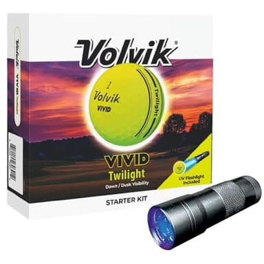 Volvik Vivid Twilight Glow in the Dark Golf Balls (Flashlight Combo Pack, Yellow)