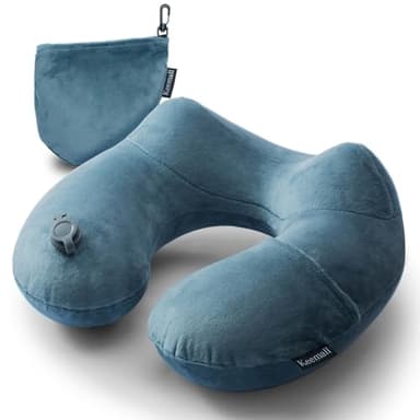 Keemall Inflatable Travel Neck Pillow for Airplane Sleeping Blow Up Neck Support Air Pillow Traveling on Plane Long Flights Washable