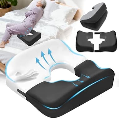 Niceput Upgraded Bed Sore Cushions for Butt, Bedsore Pressure Relief Pillow for Sleeping and Sitting,Memory Foam Bed Sore Donut Pillow,Tailbone Pain Relief Cushion for Bed Sores on Buttocks, Black