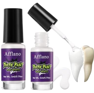 White Tooth Paint, Instant Bright White Teeth Paint Halloween Goth Vampire Tooth Makeup, longlasting Quickly-Dry Tooth Whitening for SFX Cosplay,Stage,Theater and Special Effects Simple for Daliy Use
