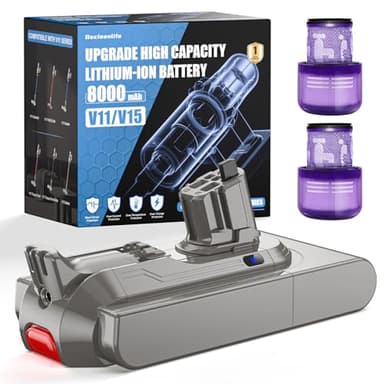 8000mAh V11 Battery Replacement Compatible with Dyson V15 Button Click in Installation Style Battery V11 Extra/Absolute/Animal/Outsize/V15/SV15/SV16 970425-01 Vacuum Cleaner (Not for Screw-in Models)