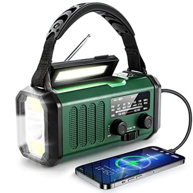 Hand Crank Emergency Radio, NOAA Weather Radio with AM/FM Solar Radio,10000mAh Rechargeable Battery Powered, USB-C Charger, Flashlight, SOS Alarm, for Camping, Hurricanes Outdoor Survival Emergencies