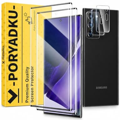 V-PORYADKU 2 Pack for Samsung Galaxy Note 20 Ultra Screen Protector (6.9 inches) + 2 Pack Camera Lens Protector, Fingerprint Unlock, HD Clear, Case Friendly