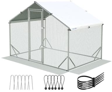 Quictent Advanced Series 6.6x9 ft Metal Chicken Coop Run with Side Hardware Cloth, Large Walk-in Outdoor Poultry Cage Heavy Duty Predator Proof Hen Duck Rabbit Farm Pen House, Waterproof Anti-UV Cover