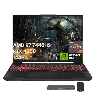 ASUS TUF A16 Gaming Laptop, 16" WUXGA 144Hz Display, AMD Ryzen 7 7445HS, NVIDIA GeForce RTX 4050, 32GB DDR5, 2TB Storage (1TB SSD+1TB Docking Station), Backlit Keyboard, Wi-Fi 6, Win 11 Pro, Gray