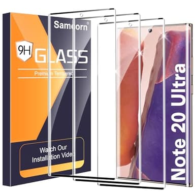 3 Pack Galaxy Note 20 Ultra Screen Protector, 9H Tempered Glass, Ultrasonic Fingerprint Support, 3D Curved,HD Clear Scratch Resistant for Samsung Galaxy Note 20 Ultra 5G Glass Screen Protector