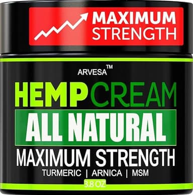 Natural Hemp Cream - Maximum Strength Gel - Hemp Cream with Arnica, MSM, Glucosamine, Menthol, Aloe, Turmeric, Boswellia - Fast Absorption, Lightweight - Advanced Formula - 3.8 oz