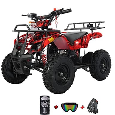 X-PRO Kids Gas Powered ATV 4 Wheelers 40cc ATV Quads, Pull Start! Disc Brake! 6" Tires! (Hot Rod Flame)