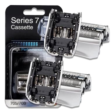 70S Replacement Head Compatible with Braun Series 7 Electric Shaver, Foil and Cutters Blade for Braun Legacy S7 Models 790cc 760cc 750cc 720cc 799, Washable Foil Component, 2pack