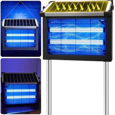 Solar Bug Zapper Outdoor, 4500V Solar Mosquito Zapper Outdoor Waterproof, 1/2 Acre Coverage Rechargeable Electric Fly Zapper, Cordless Portable Mosquito Traps for Backyard, Patio, Camping, Indoor