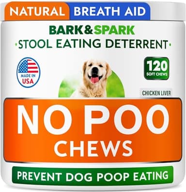 BARK&SPARK No Poo Chews for Dogs - Coprophagia & Stool Eating Deterrent with Probiotics, Digestive Enzymes & Breath Aid Support - Stop Dog Poop Eating