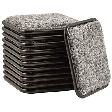 SoftTouch 2-1/2" Square Reusable Carpet Bottom Furniture Caster Cups for Office Chairs, Desks, and Carts, Furniture Wheel Caster Cups for Carpet and Hardwood Surfaces, 12-Pack, Brown/Gray