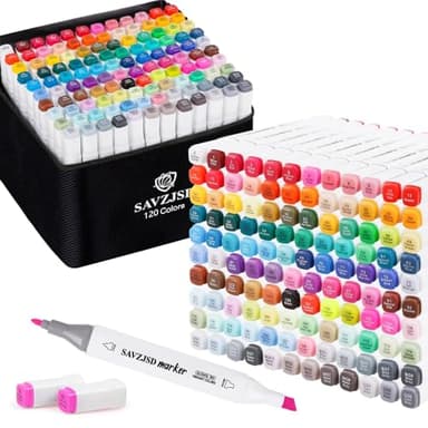 SAVZJSD 120 Colors Alcohol Markers, Dual Tips Alcohol-Based Art Markers for Artists and Adults in Coloring, Painting (Fine & Broad