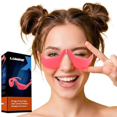 Under-Eye Red Light Therapy Device, & Microcurrent Eye Massager, Puffiness, Eye Bags - Red Light Therapy Glasses for Reducing Wrinkles and Fine Lines(Pink）
