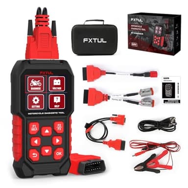 QPKING M4 Motorcycle Diagnostic Tool for Harley-Davidson 4P/6P, Read/Clear Codes & Live Data, ECU & Service Reset, Throttle Reset & ABS Bleed, with OBD2 16P, for Dyna Softail Sportster Touring