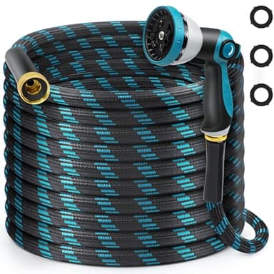 Gardentime 100FT Non-Expandable Garden Hose, Heavy Duty Flexible Water Hose with Leakproof 3/4" Fittings 10 Modes Spray Nozzle, Kink-Free, Lightweight & Durable for Yard, Lawn, Garden & Outdoor Use