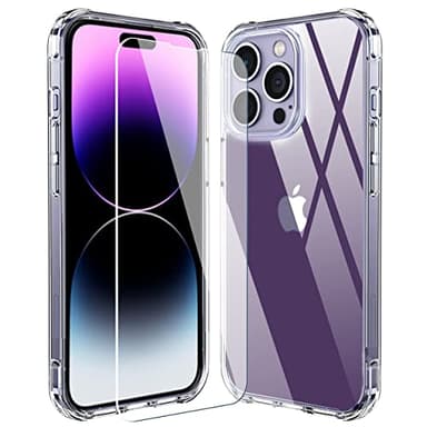 Ailun for iPhone 14 Pro Max [6.7 inch] [1 x Phone Case+1 x Glass Screen Protector] Shock Absorption Bumper PC and TPU Clear Cover, Dynamic Island Compatible, Sensor Protection Tempered Glass