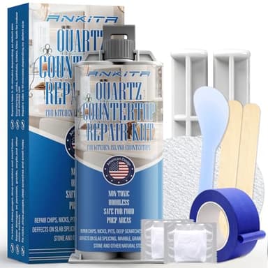 Quartz Countertop Repair Kit (White), Quick-Drying Quartz Repair Kit for Edge Chips, Cracks, Scratches, Nicks on Quartz, Granite, Marble, Porcelain and Other Natural Stone Surfaces