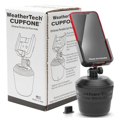 WeatherTech CupFone, Universal Cup Holder Phone Mount for Cars – Adjustable & Secure Fit with Open Access for Charging – Compatible with iPhone, Android - Black