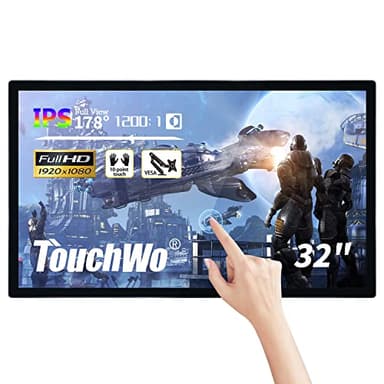 TouchWo 32 inch Capacitive Multi-Touch Screen Industrial Monitor, 16:9 Display 1920 x 1080P, Built-in Speakers, USB, VGA, DVI & HD-MI Ports, Digital Signage Displays and Player for Advertising