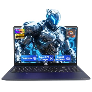 NIMO 15.6" IPS FHD-Gaming-Laptop,AMD Ryzen 5 6600H 16GB DDR5 RAM 512GB SSD (Beat i5-1335U, 6 Cores Up to 4.5GHz) AMD Radeon 660M GPU-Computer with 100W Type-C Backlit Keyboard Fingerprint
