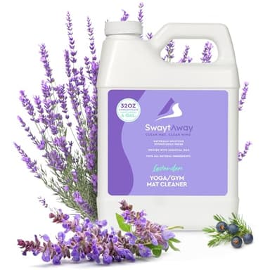 SwaytAway Fitness Mat Cleaner Concentrate – 32oz/Make 4 Gal - No-Slip No-Residue Lavender Essential Oil Formula – USA Made Aromatherapy Yoga Mat Spray for Home & Studio – Natural Cleaning Solution