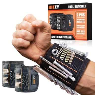 HIEEY 2-Piece Magnetic Wristbands - Tool Belt Screws Holder, Cool Gadgets for Men & Women (Gift Box)