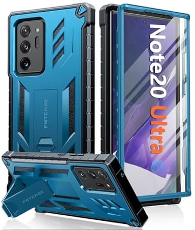 FNTCASE for Samsung Galaxy Note 20 Ultra Case: [Built-in Screen Protector & Kickstand] [Military Grade Drop Protection] Heavy Duty Protective Shockproof Rugged TPU Note-20-Ultra 5G Phone Cover - Blue