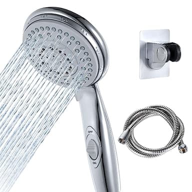 High Pressure RV Shower Head w/Hose - 5-Spray RV Shower Head Kit Replacement w/ON/OFF Pause, Interior Showerhead for Campers, Fifth Wheels, Motor Homes, Travel Trailers, Boats, Chrome